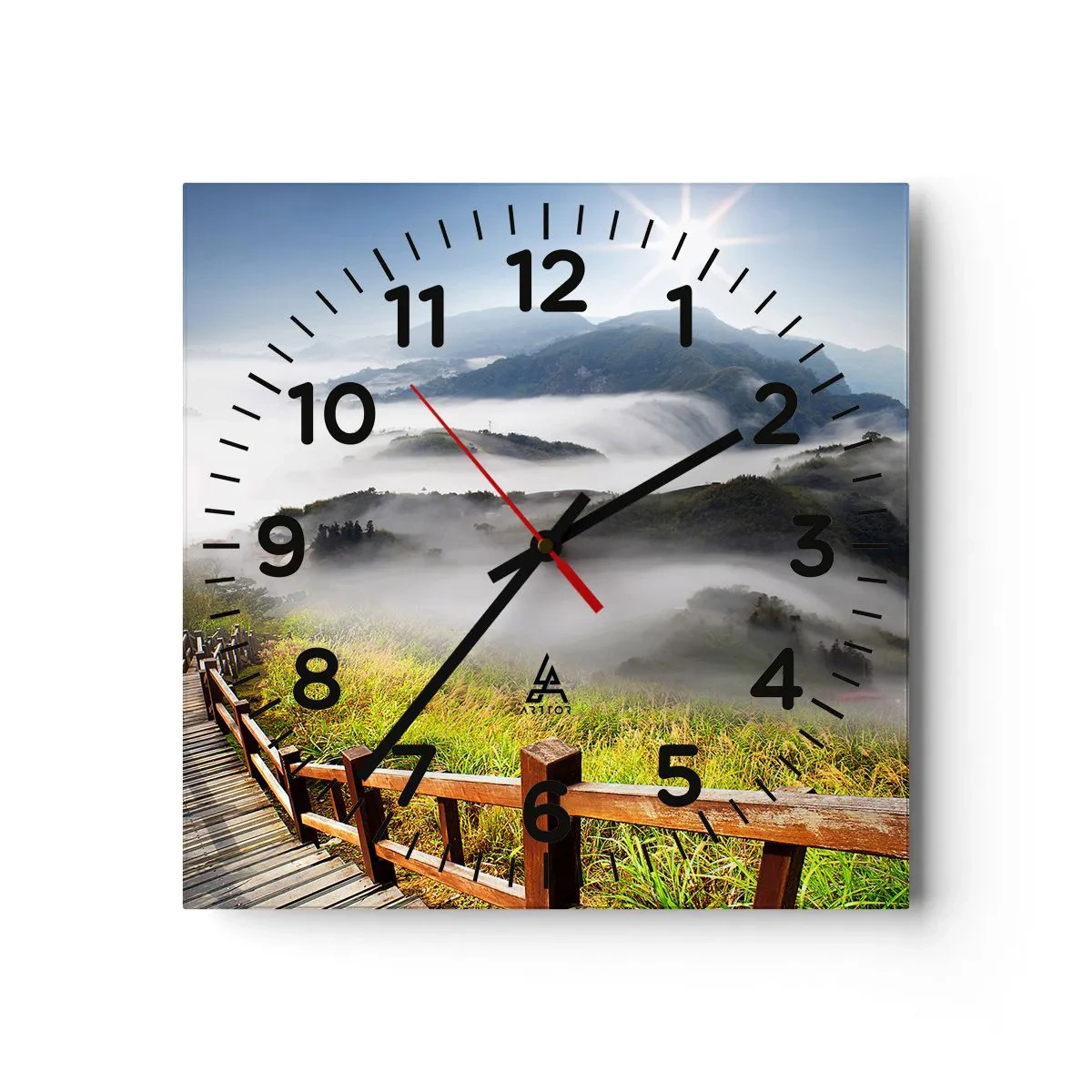 Reloj de pared - Reloj de vidrio - Tejido de resplandor y niebla - 40x40 cm