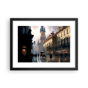 Póster en marco negro - La magia de una noche de Praga - 40x30 cm