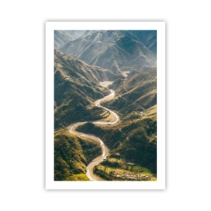 Póster - Una vista pintoresca del río que serpentea a través de los valles montañosos. - 50x70cm - Directamente desde el corazón de las montañas - Decoración de pared moderna para salón y dormitorio ARTTOR