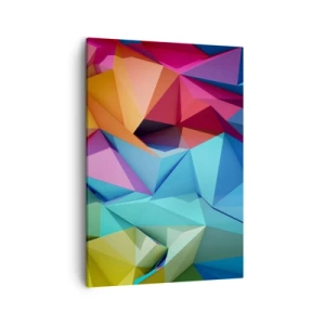 Cuadro sobre lienzo - Impresión de Imagen - Abstracción geométrica colorida en colores vivos. - 50x70cm - Origami arco iris - Decoración de pared moderna para salón y dormitorio ARTTOR