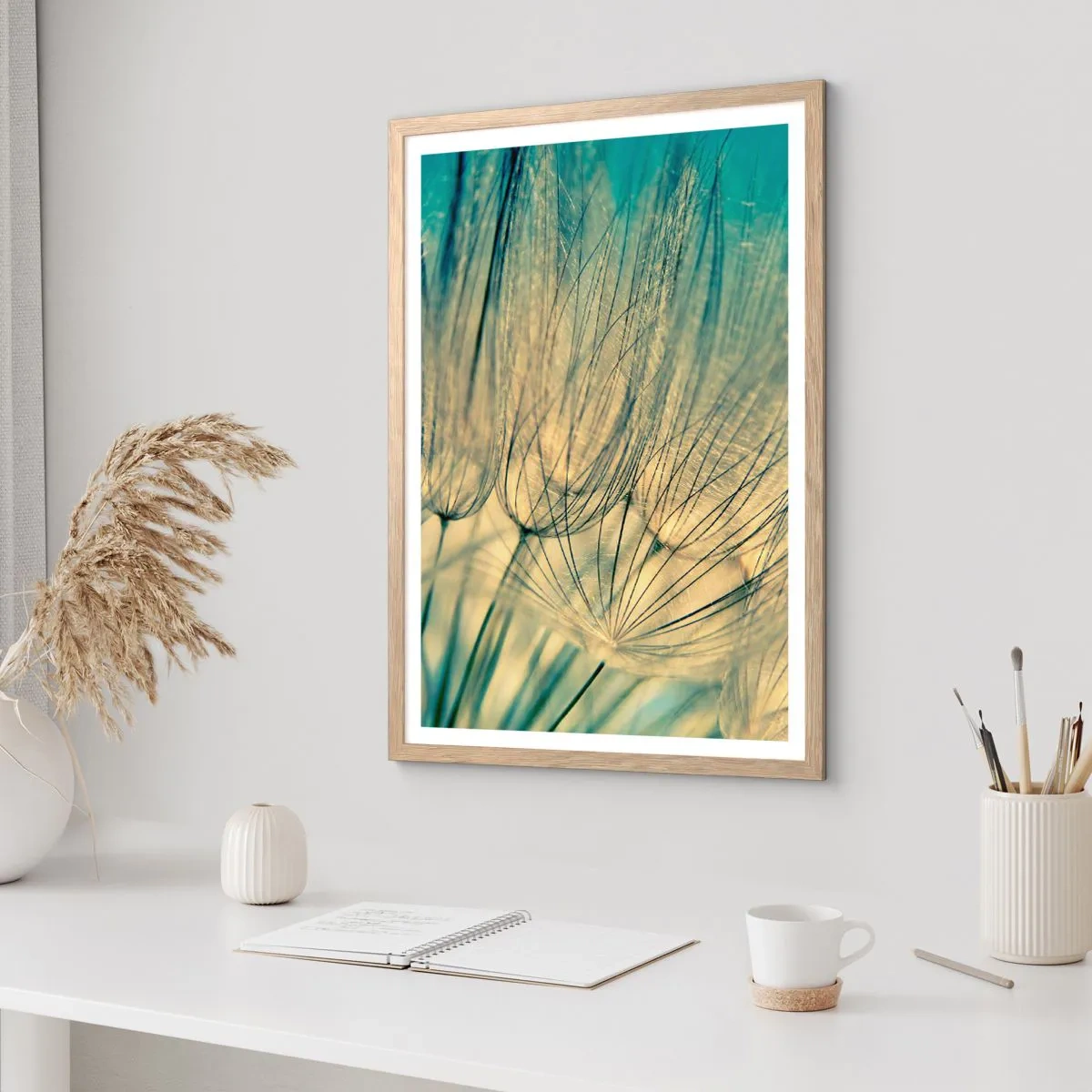 Póster en marco roble claro - Esperando el viento - 70x100 cm