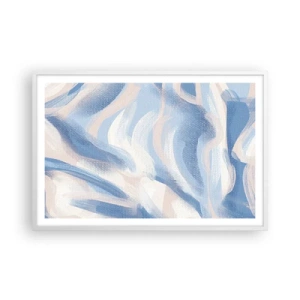 Póster en marco blanco - Ondas azules - 91x61 cm