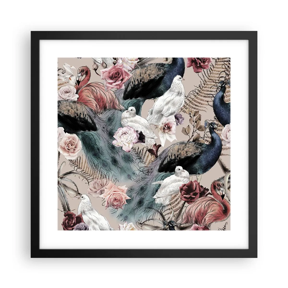 Póster en marco negro - En un jardín de palacio - 40x40 cm