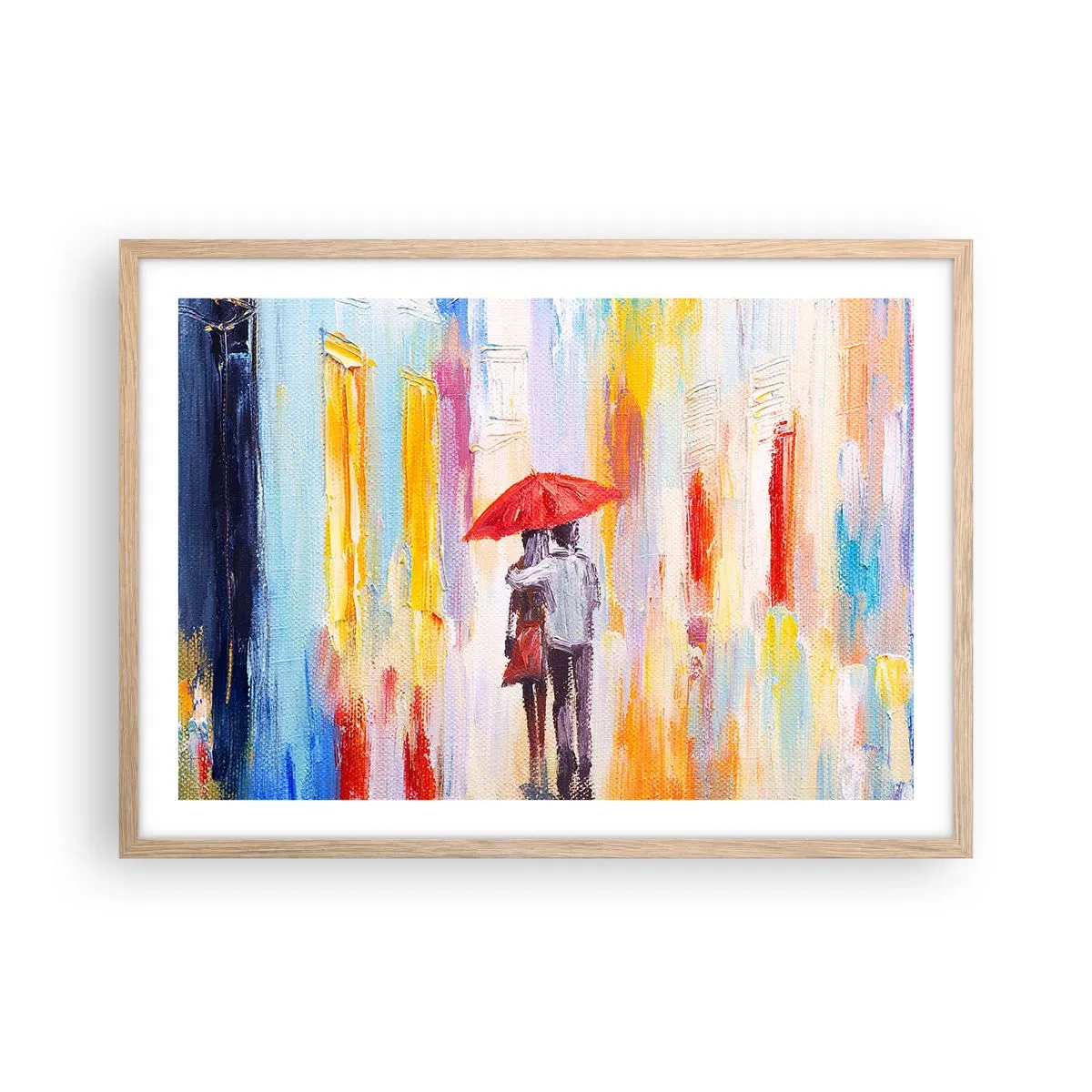 Póster en marco roble claro - Que siga lloviendo - 70x50 cm