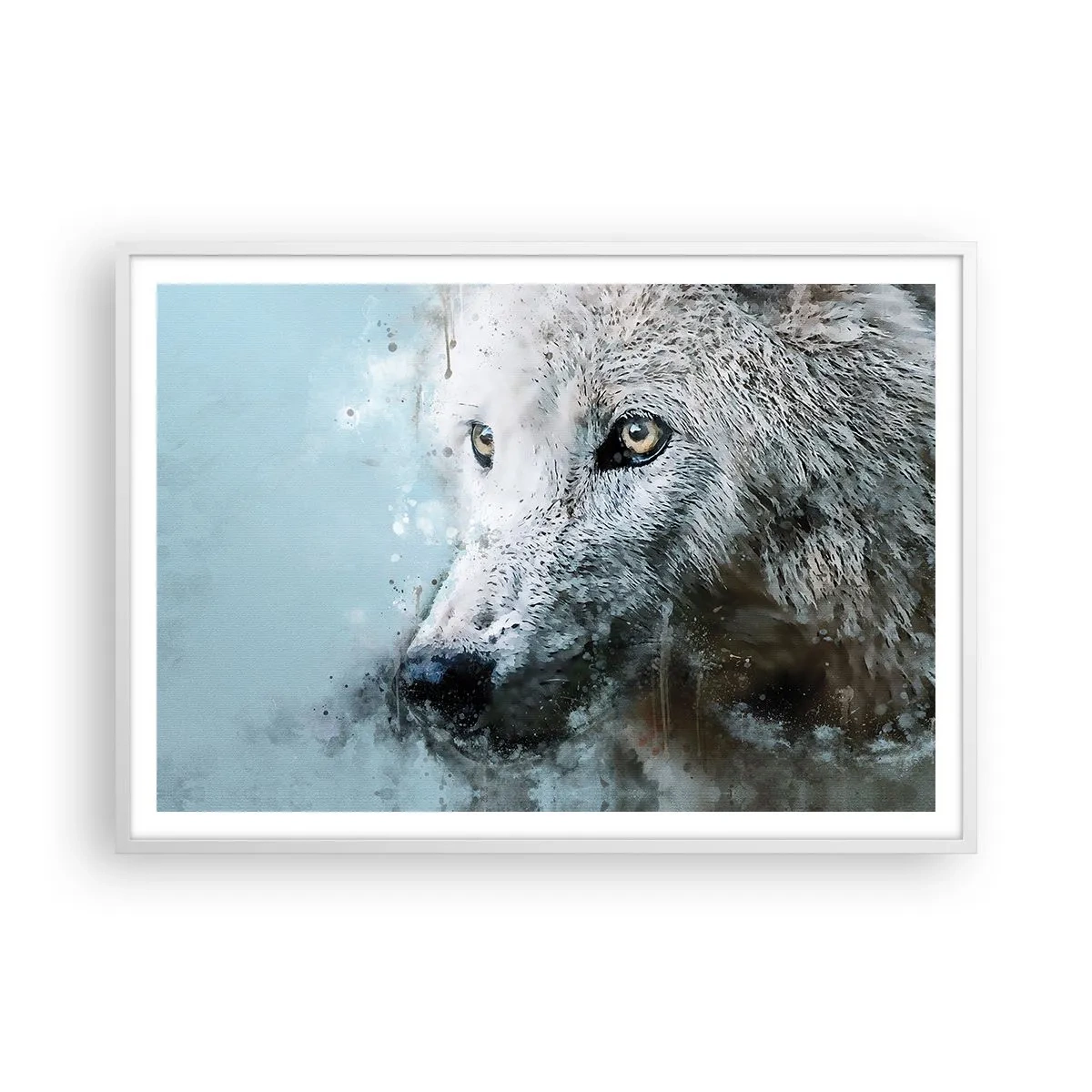 Póster en marco blanco - Conoce el alma del lobo - 100x70 cm