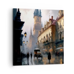 Cuadro sobre lienzo - Impresión de Imagen - La magia de una noche de Praga - 50x50 cm