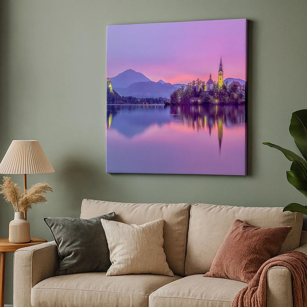 Cuadro sobre lienzo - Impresión de Imagen - Isla de cuento de hadas al atardecer - 30x30 cm