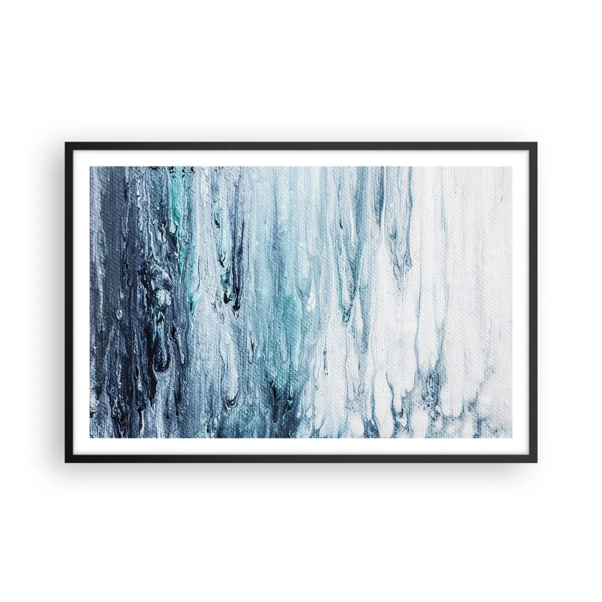 Póster en marco negro - Carámbanos de azul - 91x61 cm