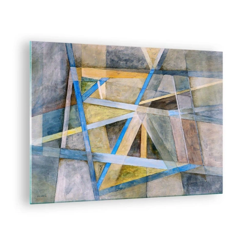 Cuadro sobre vidrio - Impresiones sobre Vidrio - Composición abstracta con formas geométricas - 70x50cm - ¿Recto o inclinado? - Decoración de pared moderna para salón y dormitorio ARTTOR
