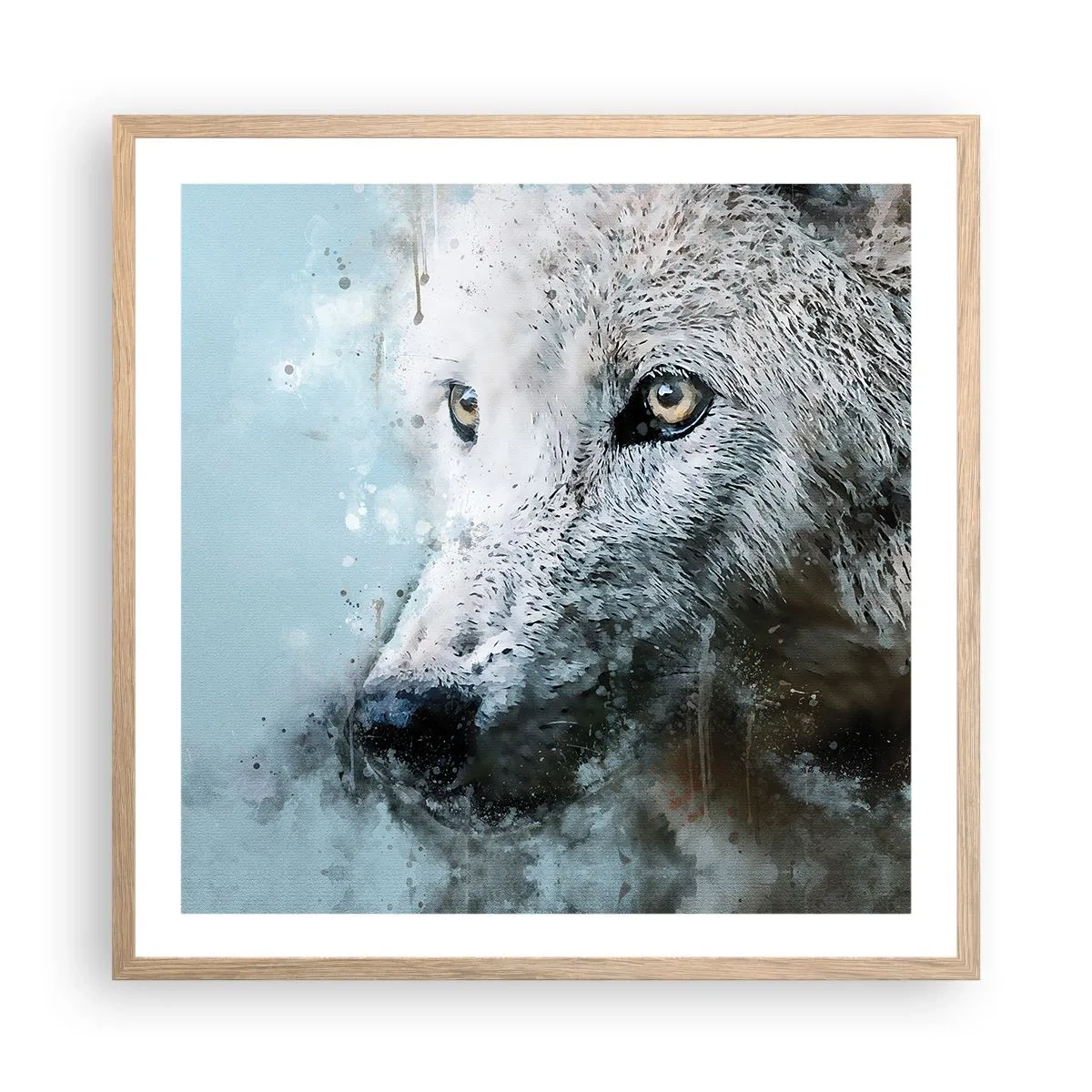 Póster en marco roble claro - Conoce el alma del lobo - 60x60 cm