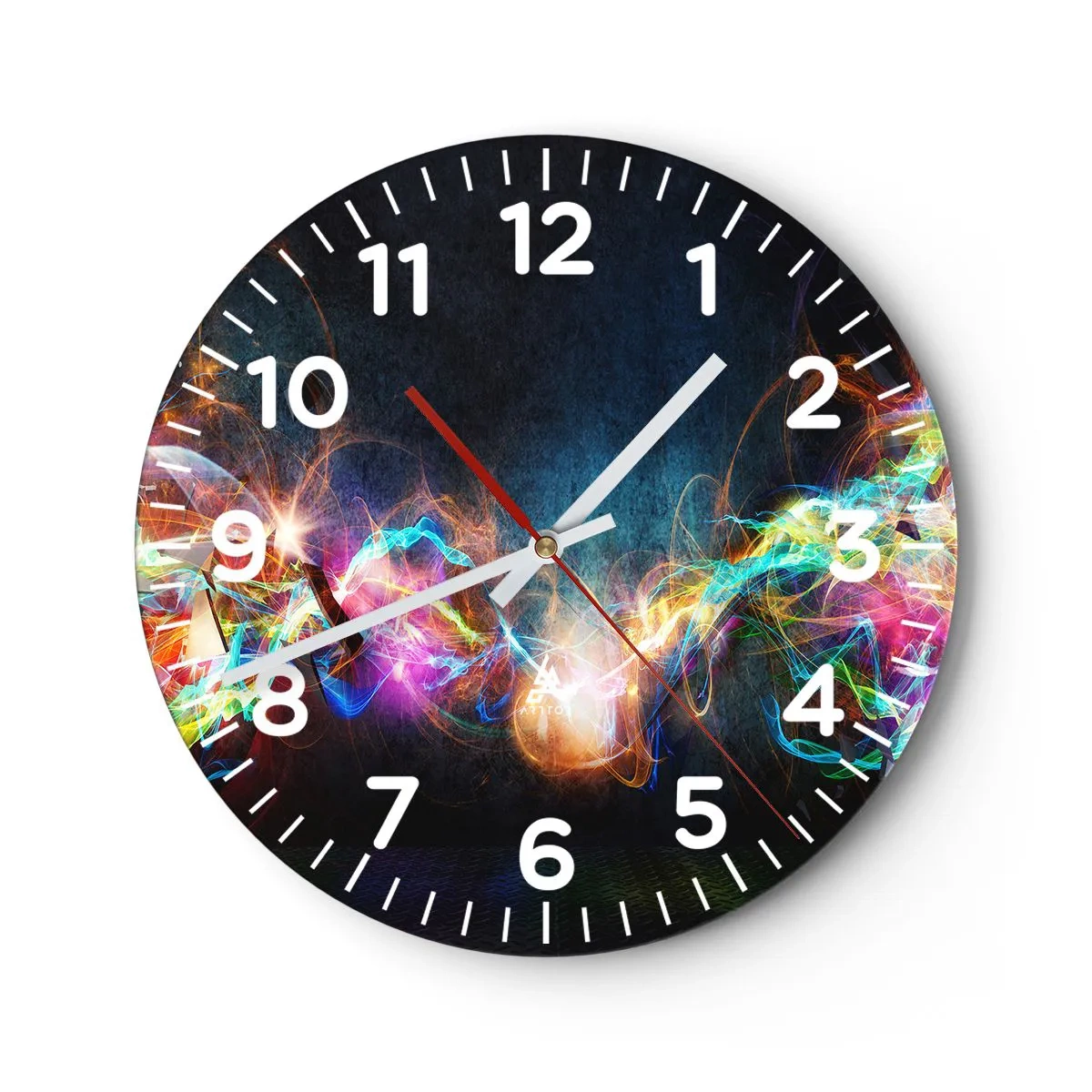 Reloj de pared - Reloj de vidrio - Alegremente contra la oscuridad - 30x30 cm