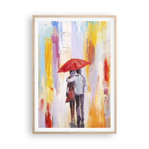 Póster en marco roble claro - Que siga lloviendo - 70x100 cm