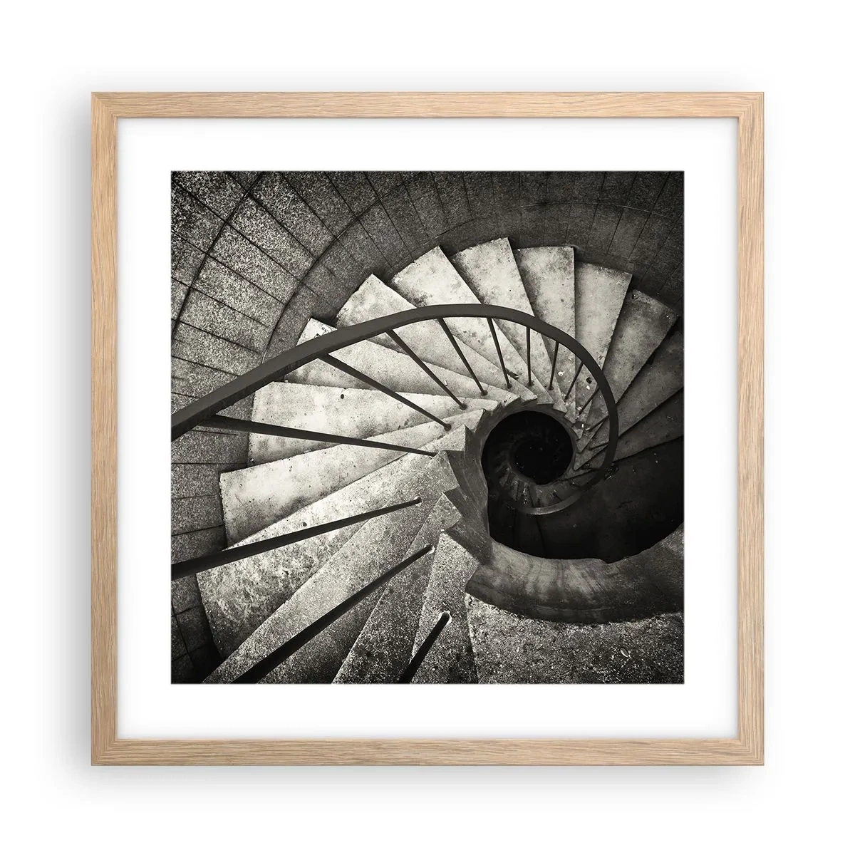 Póster en marco roble claro - Escaleras arriba, escaleras abajo - 40x40 cm