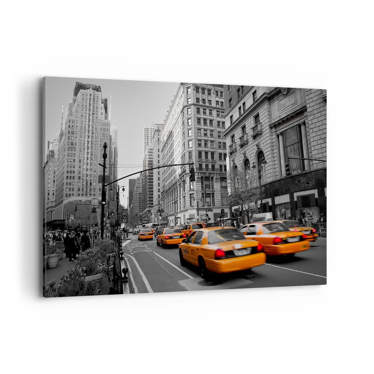 Cuadro sobre lienzo - Impresión de Imagen - Taxis amarillos en las calles de Nueva York - 120x80cm - Los soles de la gran ciudad - Decoración de pared moderna para salón y dormitorio ARTTOR