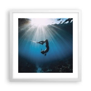 Póster en marco blanco - Danza subacuática - 40x40 cm