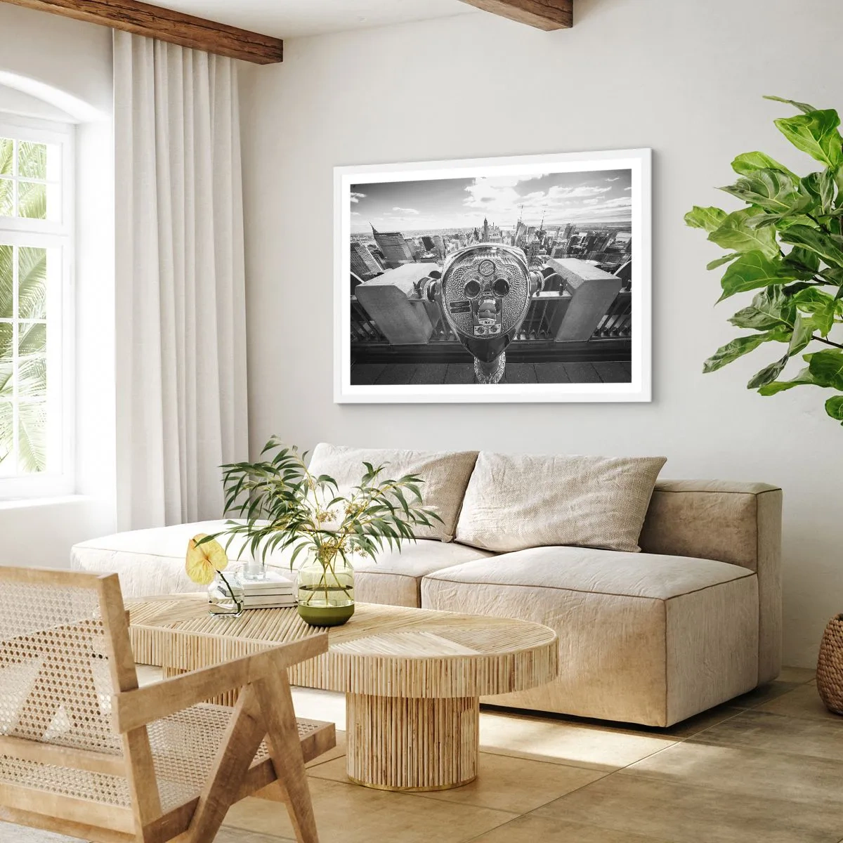 Póster en marco blanco - Sobre la ciudad - 91x61 cm