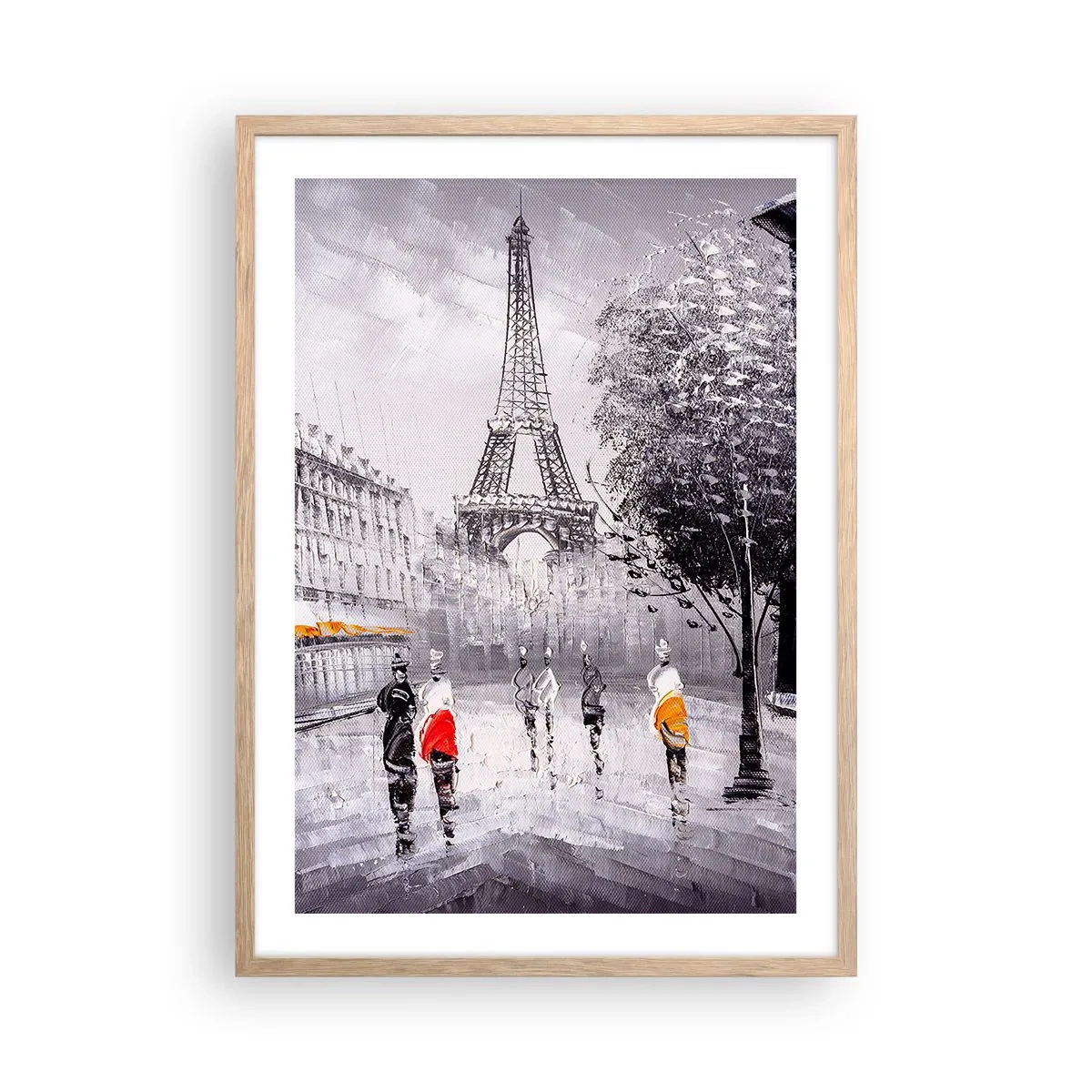 Póster en marco roble claro - Un paseo parisino - 50x70 cm