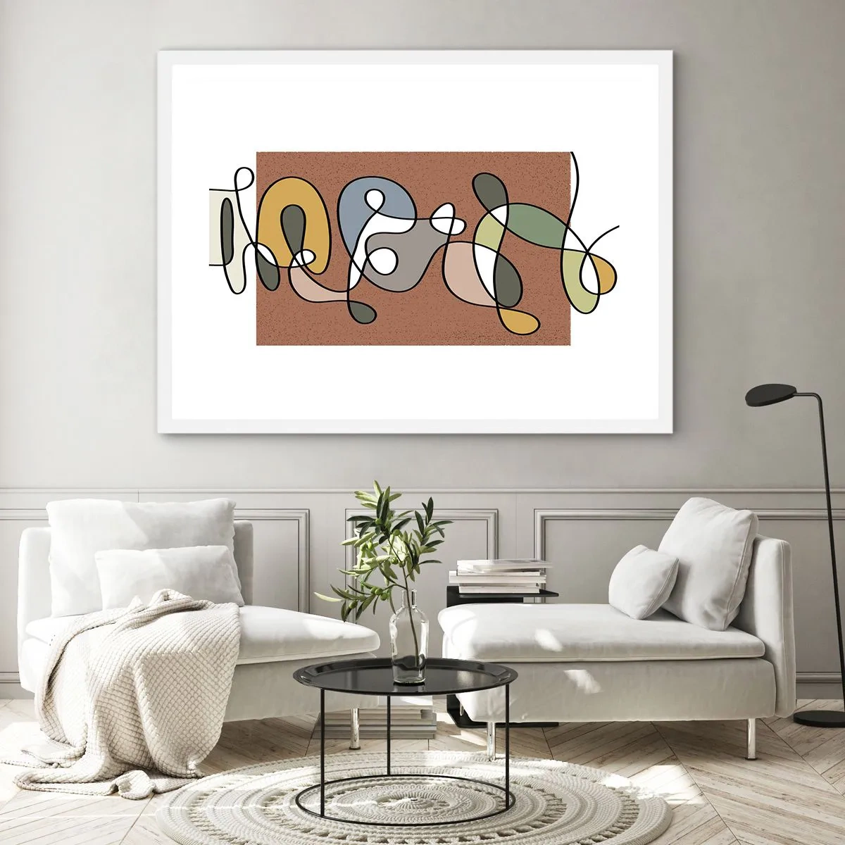 Póster en marco blanco - Una abstracción por la que vale la pena sonreír - 100x70 cm