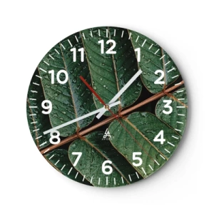 Reloj de pared - Reloj de vidrio - En un ritmo verde - 40x40 cm