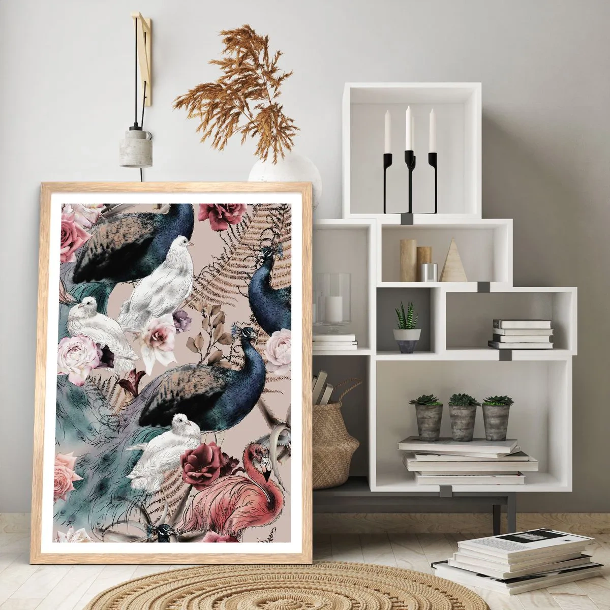 Póster en marco roble claro - En un jardín de palacio - 61x91 cm