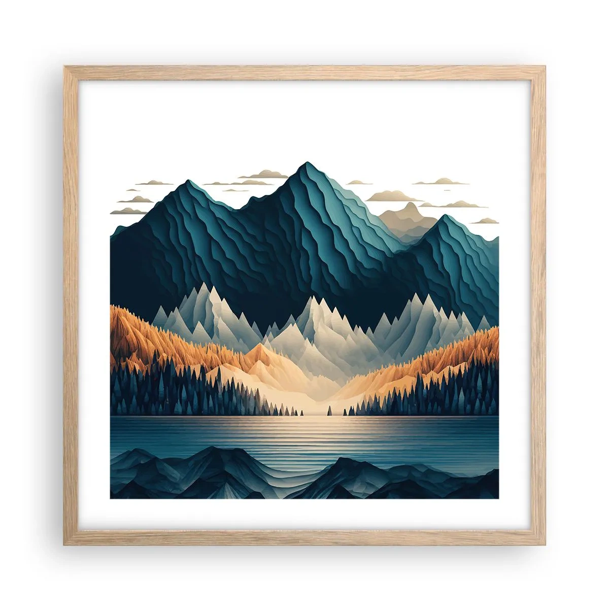 Póster en marco roble claro - Paisaje perfecto de montañas - 50x50 cm
