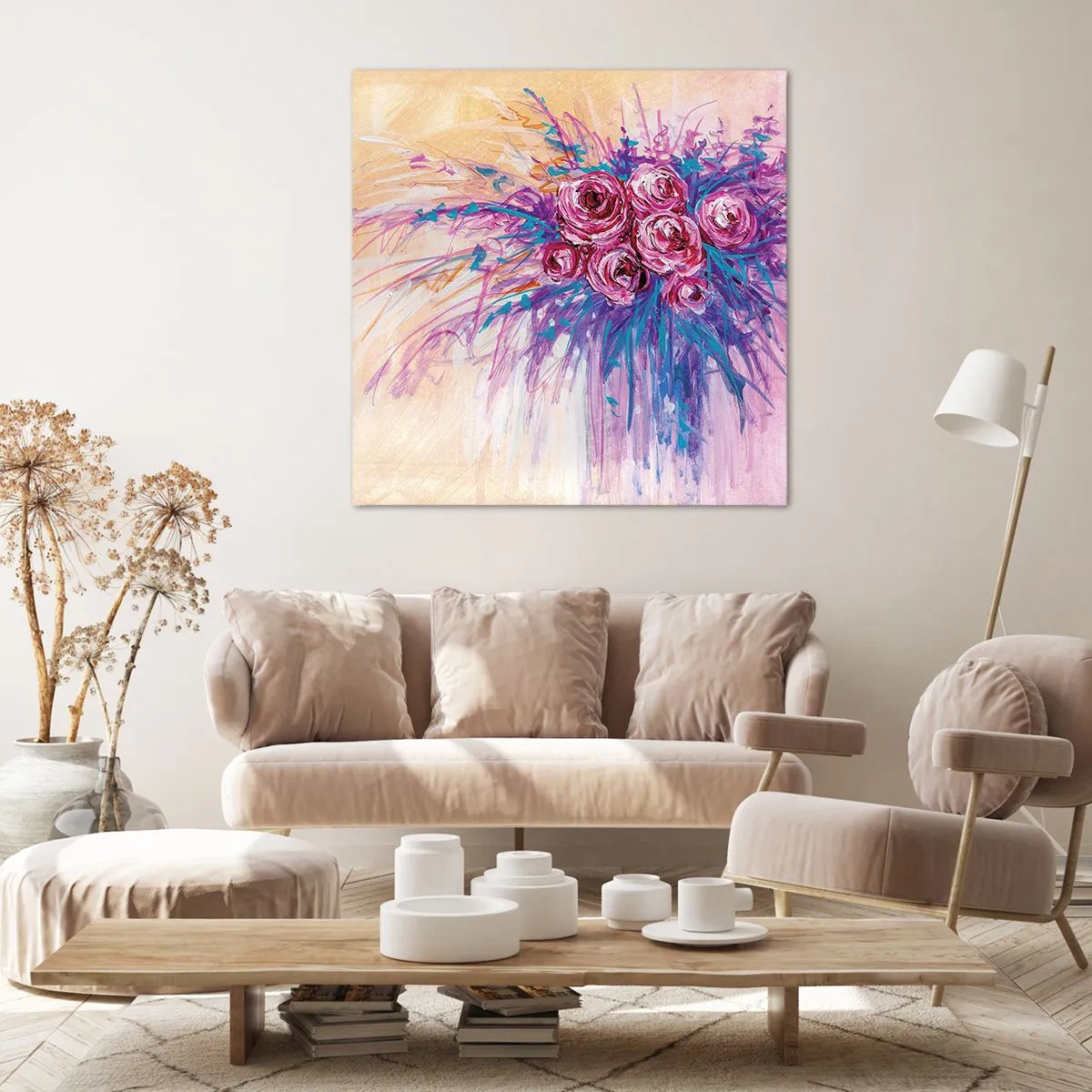 Cuadro sobre lienzo - Impresión de Imagen - Fuente de rosas - 70x70 cm