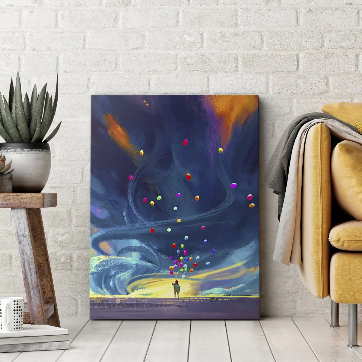 Cuadro sobre lienzo - Impresión de Imagen - En un viento azul - 45x80 cm