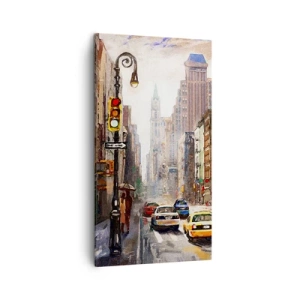 Cuadro sobre lienzo - Impresión de Imagen - Nueva York - también colorida bajo la lluvia - 45x80 cm