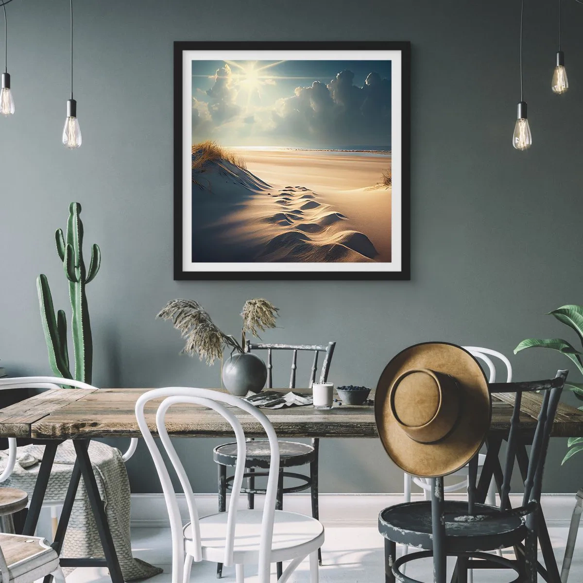 Póster en marco negro - Paisaje tranquilizador - 30x30 cm