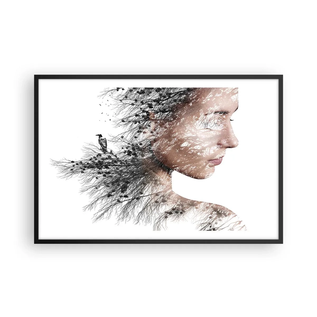 Póster en marco negro - Espíritu del bosque - 91x61 cm