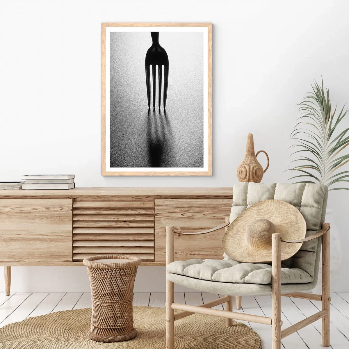 Póster en marco roble claro - Luz y sombra - 70x100 cm