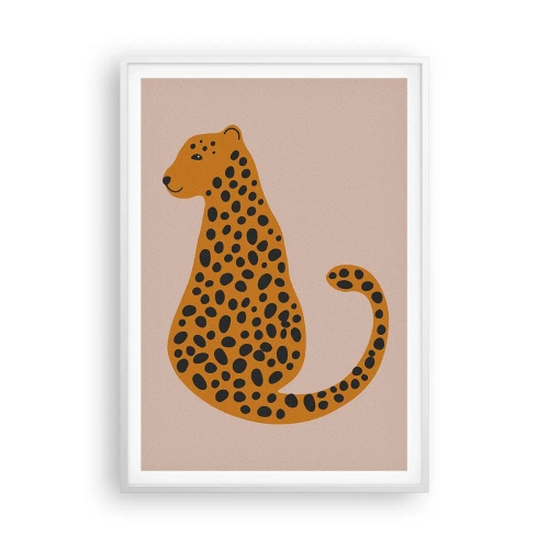 Póster en marco blanco - El estampado de leopardo está de moda - 70x100 cm