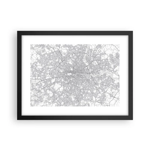 Póster en marco negro - Un mapa del laberinto de Londres - 40x30 cm