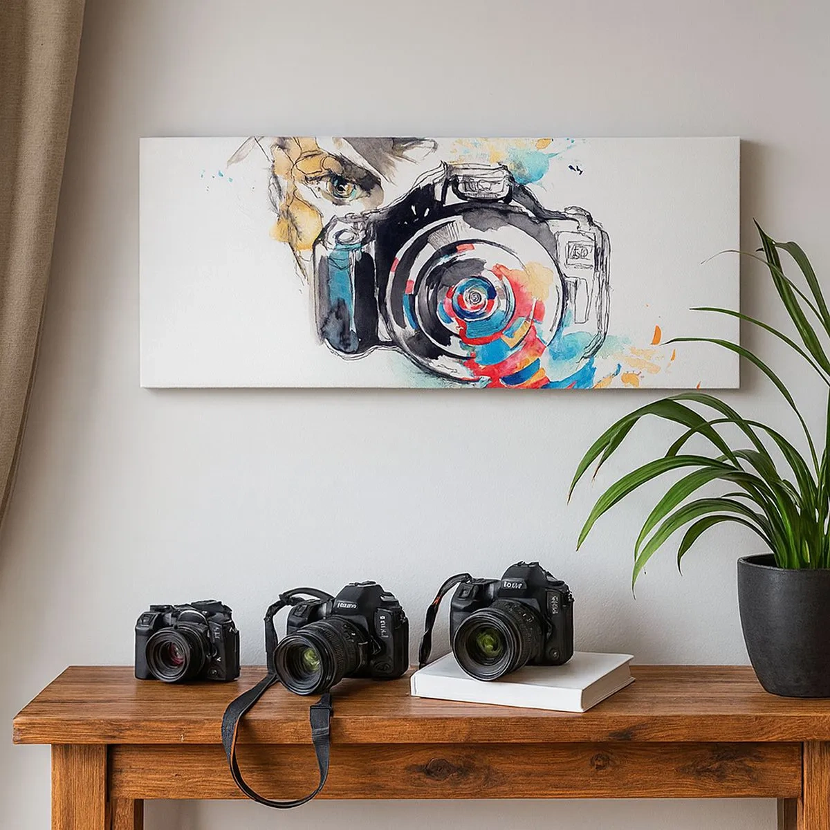 Cuadro sobre lienzo - Impresión de Imagen - En el objetivo - 100x40 cm