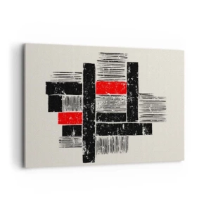 Cuadro sobre lienzo - Impresión de Imagen - Composición geométrica abstracta en negro y rojo. - 100x70cm - Rojo y negro - Decoración de pared moderna para salón y dormitorio ARTTOR