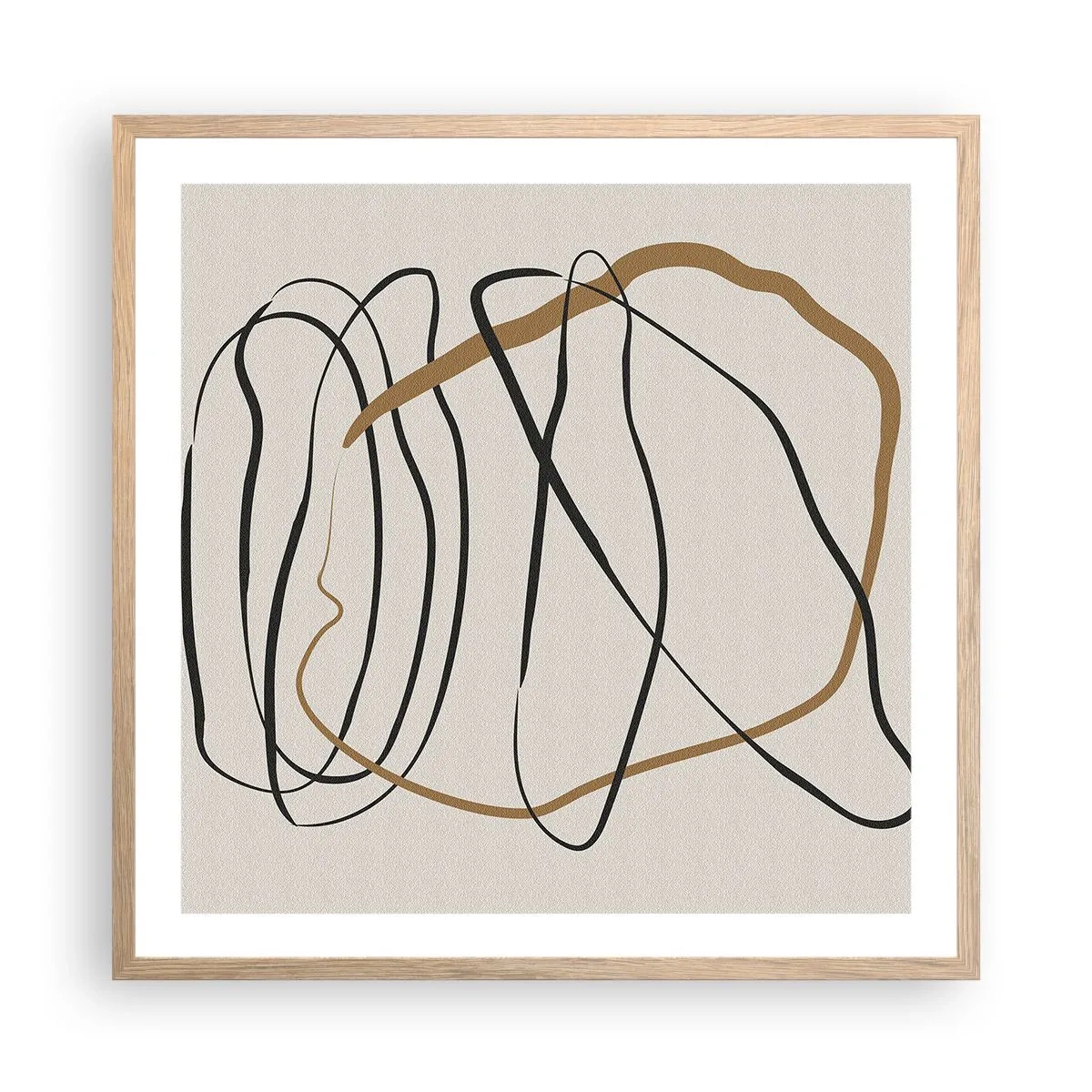 Póster en marco roble claro - Composición: danza lineal - 60x60 cm