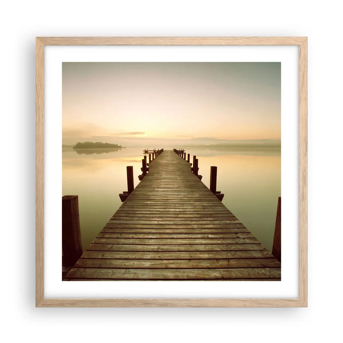 Póster en marco roble claro - Antes del amanecer, al amanecer, la luz - 50x50 cm