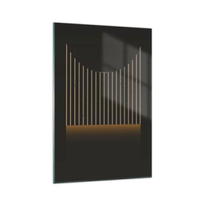 Cuadro sobre vidrio - Impresiones sobre Vidrio - Patrón geométrico con rayas sobre fondo oscuro. - 70x100cm - Explorar la oscuridad - Decoración de pared moderna para salón y dormitorio ARTTOR