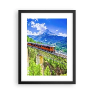 Póster en marco negro - Ferrocarril a los Alpes - 30x40 cm