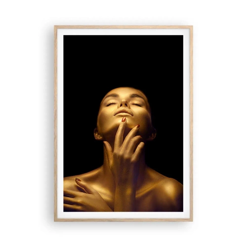 Póster en marco roble claro - Como seda dorada - 70x100 cm