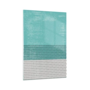 Cuadro sobre vidrio - Impresiones sobre Vidrio - Composición geométrica con turquesa y líneas. - 70x100cm - Composición equilibrada - Decoración de pared moderna para salón y dormitorio ARTTOR