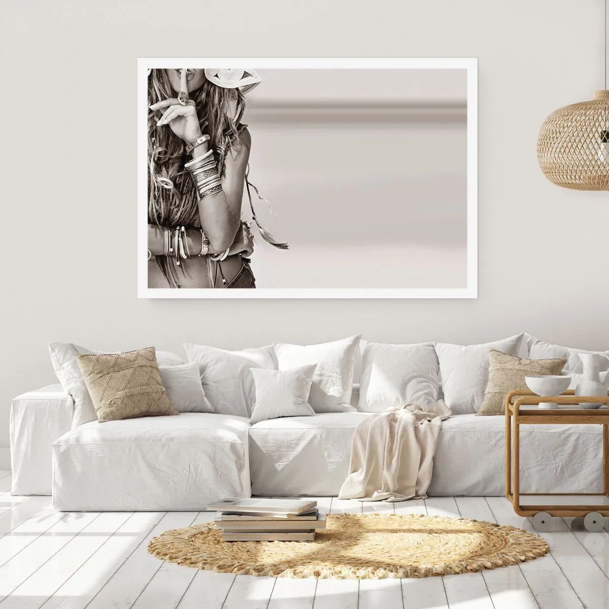 Póster - Retrato de una mujer boho con joyas. - 100x70cm - Libertad natural - Decoración de pared moderna para salón y dormitorio ARTTOR