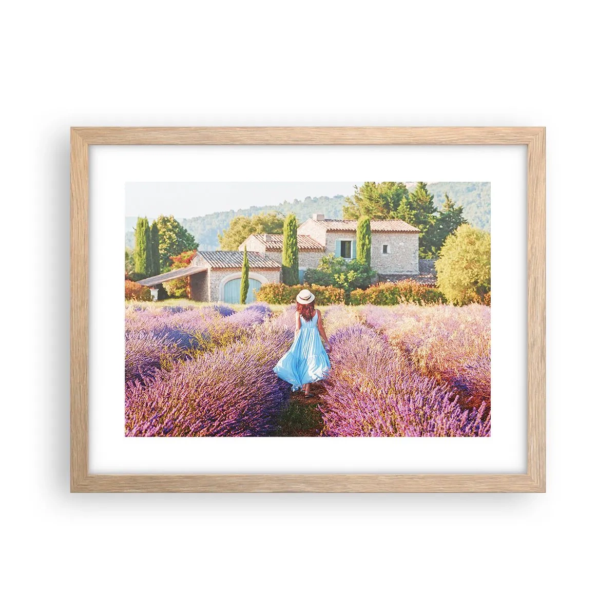 Póster en marco roble claro - La chica de la lavanda - 40x30 cm
