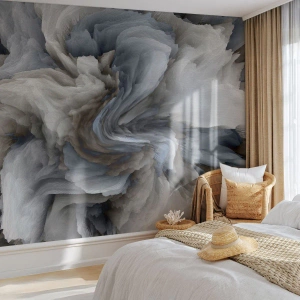 Fotomural Premium Sand - Una explosión abstracta de formas que se asemejan a piedras y pétalos de flores. - 100x70cm - Piedra y flor - Decoración de pared moderna para salón y dormitorio ARTTOR