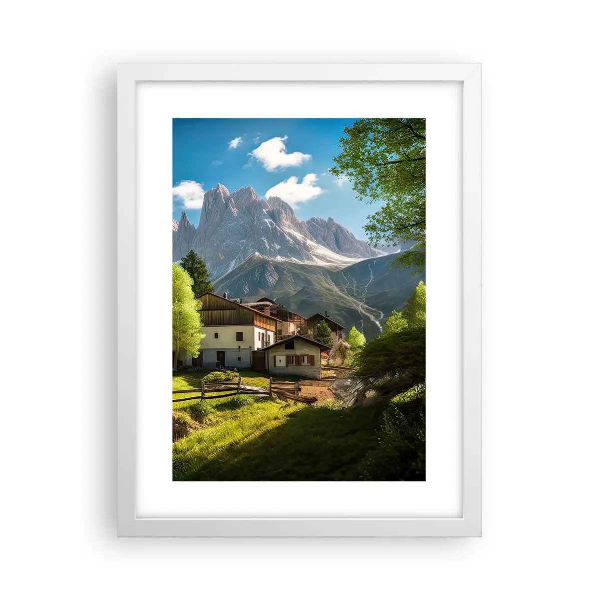 Póster en marco blanco - Idilio alpino - 30x40 cm