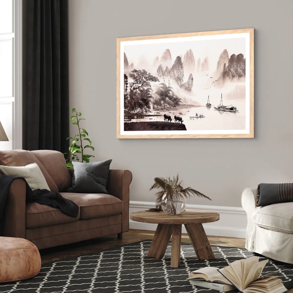 Póster en marco roble claro - La exótica vida cotidiana de Oriente - 50x40 cm