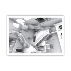Póster - Una composición abstracta de escaleras en una disposición espacial surrealista. - 100x70cm - Paradojas del espacio - Decoración de pared moderna para salón y dormitorio ARTTOR