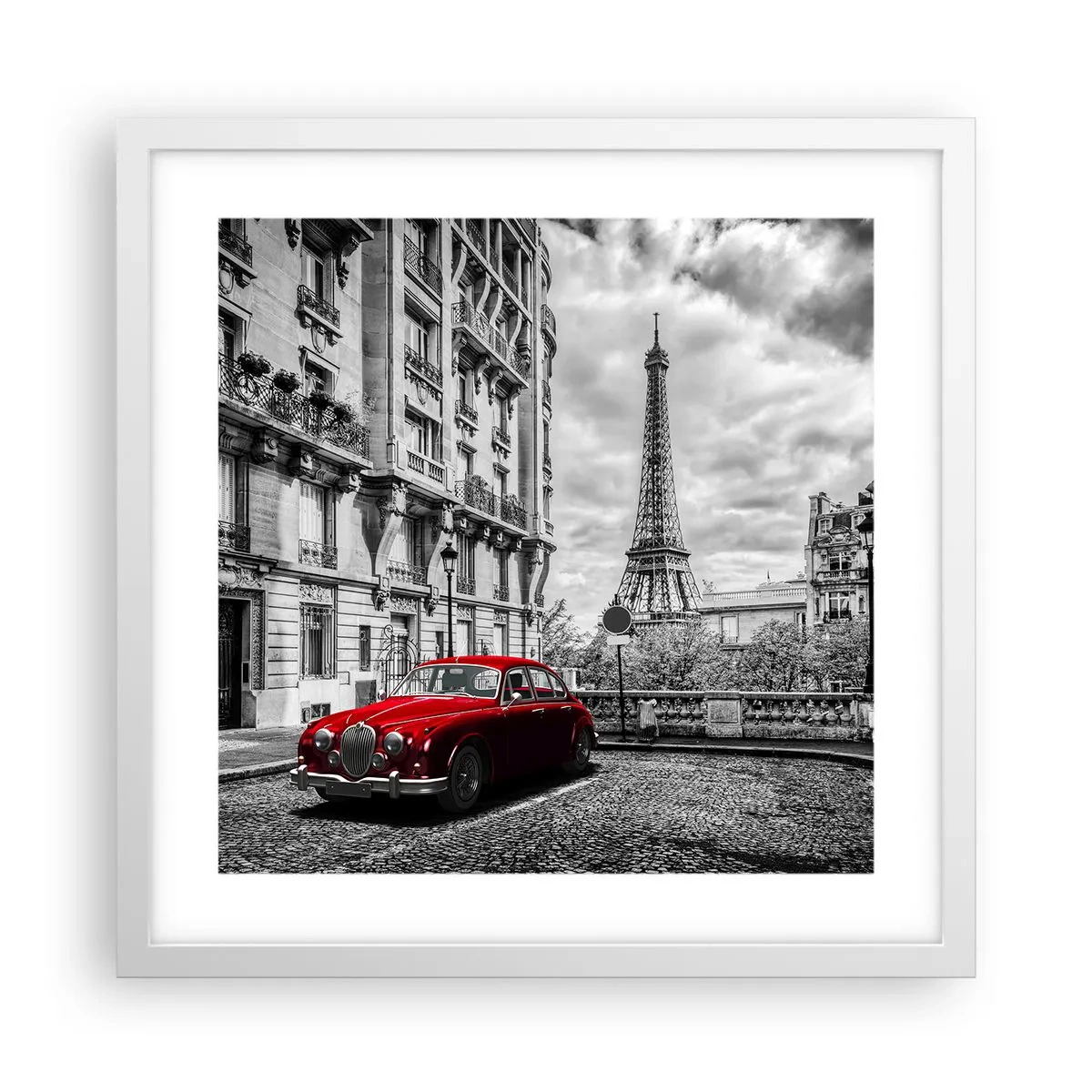 Póster en marco blanco - Un depredador en la ciudad - 40x40 cm