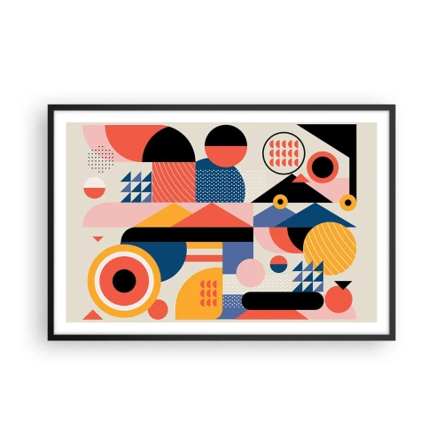 Póster en marco negro - Composición: juegos - 91x61 cm