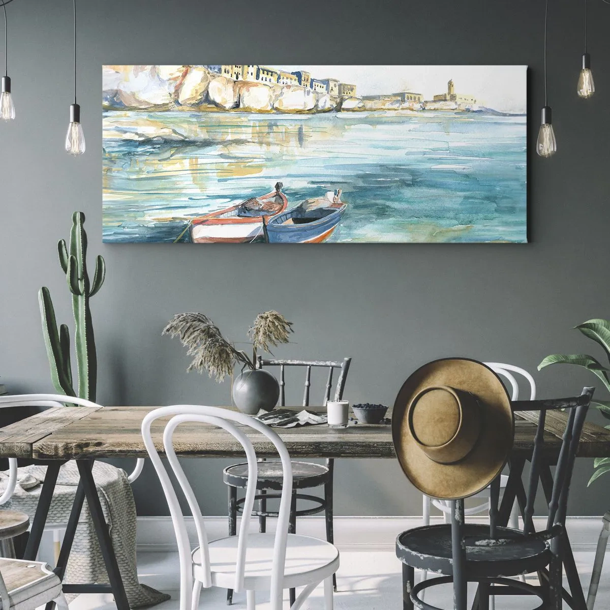 Cuadro sobre lienzo - Impresión de Imagen - Paisaje en azul - 100x40 cm